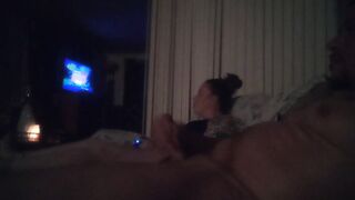 Perverted Latino Guy Caught Jerking Of To Cute Brunette Playing Video Games
