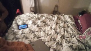 Stepdad seduces stepdaughter after he finds her smoking in bed in her bra and panties and fucks her