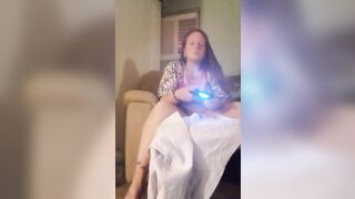 Mamacita horny and playing video games while getting her panties wet