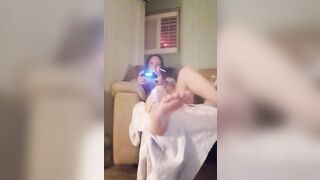 Mamacita horny and playing video games while getting her panties wet