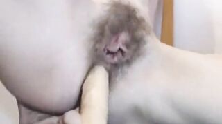 Hairy Amateur Girl Plays with Anal Hole on Webcam