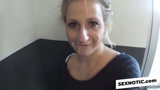 Blonde Amateur Receives Facial After Deep-Throat Blowjob