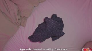 Stepmom and stepson share a bed - Stepmom when stepson masturbates her pussy with a dick