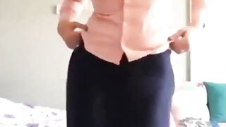 Turkish Arab in Hijab and Turban Performs a Striptease