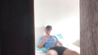 I caught my stepbrother masturbating and he called me to help with the fun