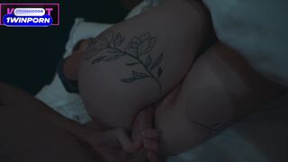 Step mom fucks with step son till twice cum in shared hotel room with one bed