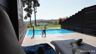 DICK FLASH my STEPSISTER in the POOL while PARENTS were at the BEACH end with a THROATPIE