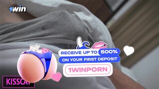 Stepmom get surprise oral creampie while helps to cum for step son in share bed before fuck