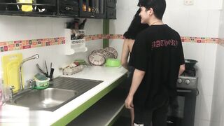 My stepbrother fucks me in the kitchen while I'm making lunch! FULL STORY