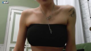 “Take my pussy while stepmom is away” - Busty Teen Consoling Stepdad With Tight Pussy. POV