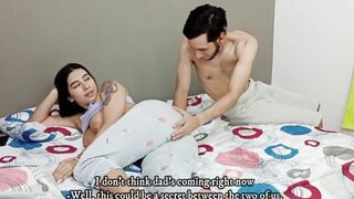 Horny stepsister is caught masturbating in her room and gets creampied - FULL STORY