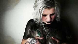 Big-Bodied Blonde Goth Babe's Solo Cam Show