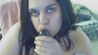 Horny Latina BBW Plays with Dildo on Webcam
