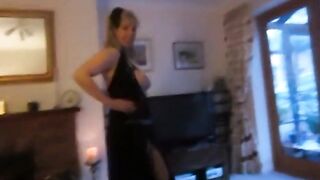 British Girl in Black Leather Dress