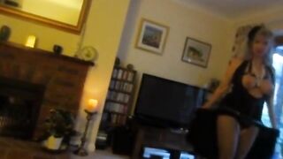 British Girl in Black Leather Dress