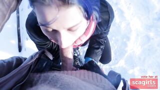 Teen Schoolgirl Gives Risky Public Blowjob in the Park