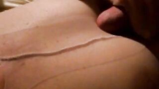 Girl Gives Me a Handjob in Her Nylon Stockings