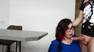 Teen Role-Playing as Nerdy Nurse Gets Rough Throat-Fuck and Mouthful of Cum