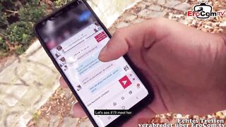 Busty german turkish slut with big tits durina a fuck date in a park