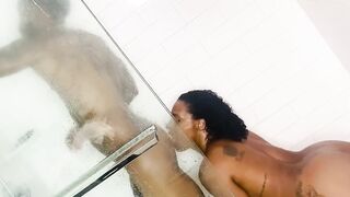 Black Muscle Amateur Takes on a Big Cock