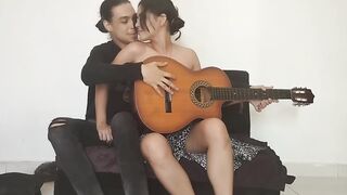 Guitar lessons with my stepbrother ends with me masturbating and fucking my tight, hard pussy - Russian porn