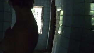 Blonde MILF's Public BDSM Solo in Abandoned Building
