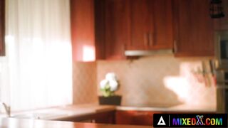 MIXEDX - Gorgeous Stepsisters Zazie Skymm and Leya Desantis Fuck Each Other With A Strap-On