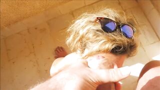 Amateur Babe Blows & Swallows on a Jordan Balcony