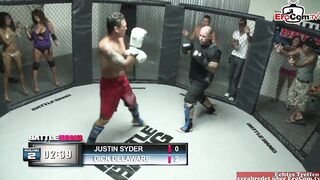 Skinny turkish brunette teen fucks in a boxing ring