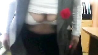 Russian MILF Teases on Webcam from Her Office