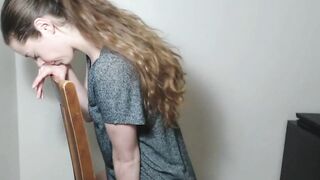 Brunette Teen Riding Huge BBC Dildo