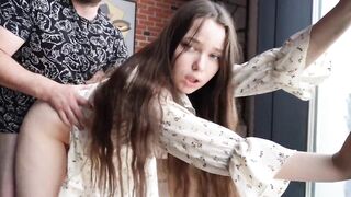 My stepsister doesn't mind fucking on the floor.