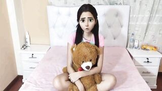 Stepdaughter Plays With Her Teddy Bears But Her Stepdad Makes Her Play With His Big Cock