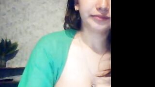 Russian Amateur With Milky Saggy Tits On Webcam