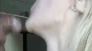 Janitor's Dick Sucking Session with a Blonde Babe