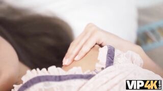 VIP4K. Petite Hungarian cutie with small tits gives delight to stepdad