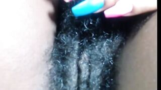 Hairy Black Amateur Close-Up Masturbation Video
