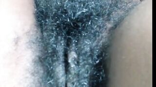 Hairy Black Amateur Close-Up Masturbation Video