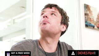 DEVILS FILM - Naughty Busty Stepmom Victoria Lobov Makes Her Stepson Eat Cereal With Her Tits