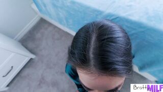 Seductive Mature Babe Angelina Moon Gets a Face Full of Cum From Shy Stepson S10:E10