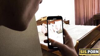 SISPORN. Stepbro replaces girls hand giving pleasure to slit with cock