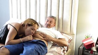 Jealous stepdad fucks his stepdaughter's tight pussy