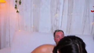 Stepbrother pleased by 2 stepsisters - double blowjobs