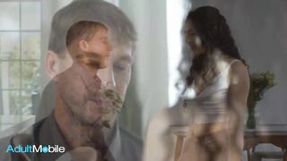 ADULTMOBILE - Delicate Brunette Offers Her Qualities To Her Stepdad As She Gets A Creampie In Missionary