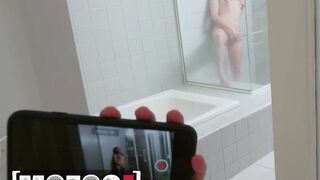 MOFOS - All-Natural Blonde Nikki Peach Watches Her Stepbrother Toweling Off And Masturbates