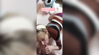 Stepdaughter knows how to give her stepdad perfect blowjob