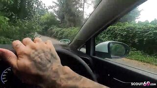 Turkish Mature Pickup for Amateur MMF Car Fuck by two German Guys