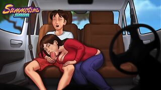 Summertime Saga - Busty Stepmom sucks a huge cock and gives the best sloppy blowjob