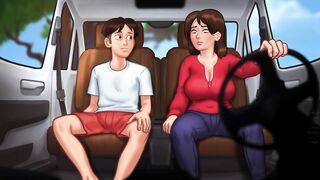 Summertime Saga - Busty Stepmom sucks a huge cock and gives the best sloppy blowjob