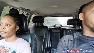 Big-Titted Babe Sucks Dick in Public for a Ride